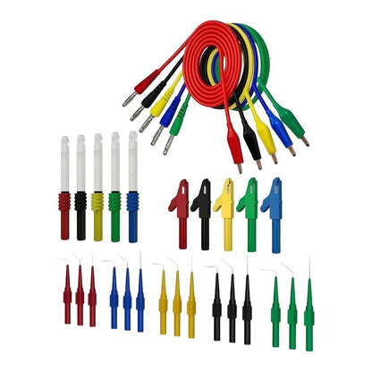 30-Piece Electrical Test Kit with 4mm Banana Connectors and Copper Clips