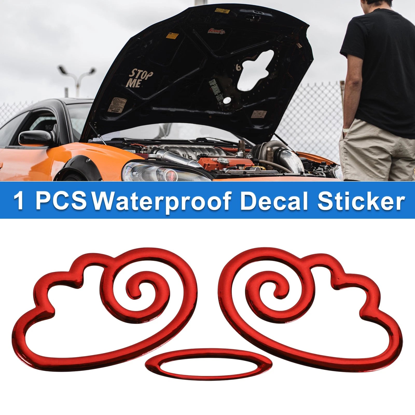 Angel Round Wings Pattern Bumper Sticker Decal for Car (Waterproof)