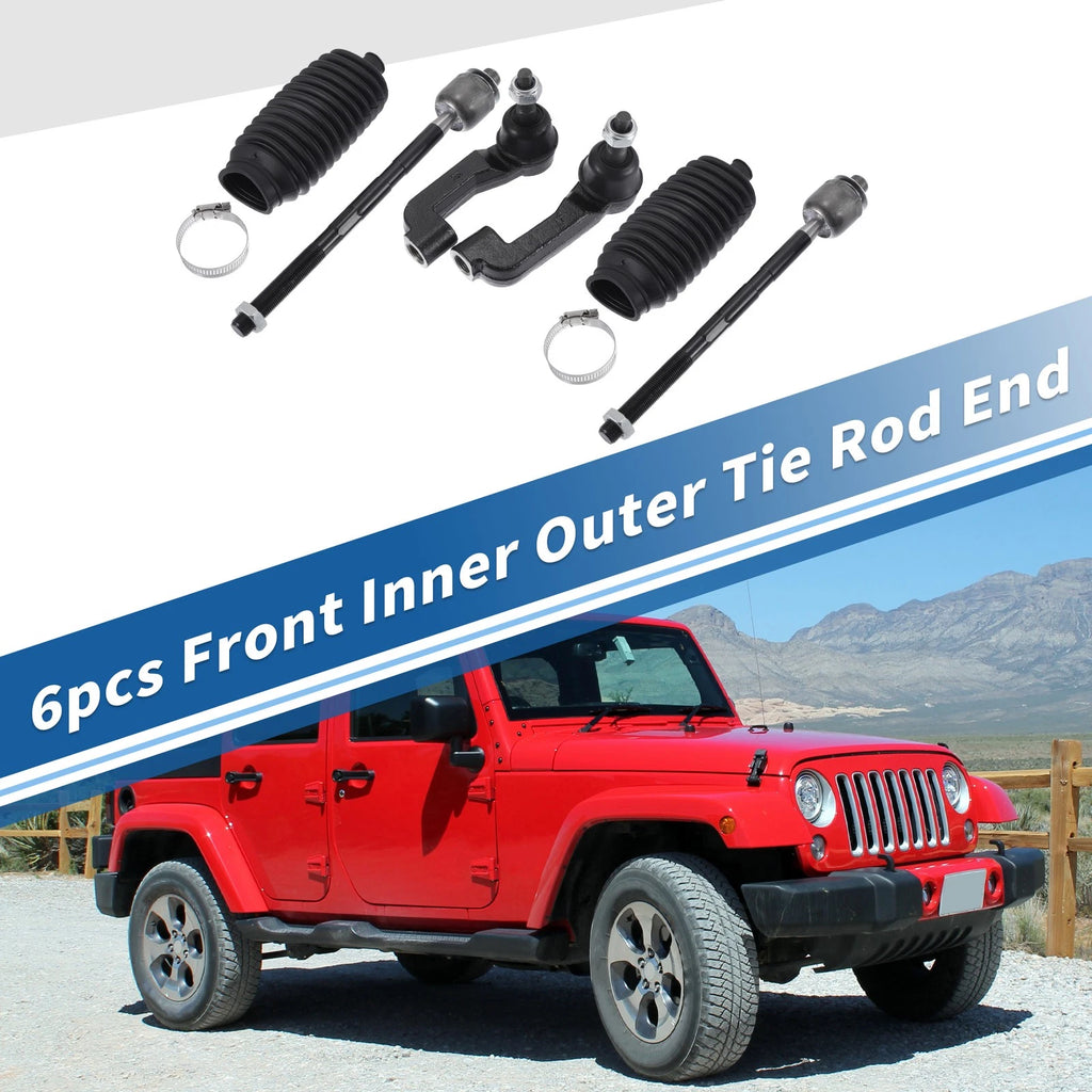 Tie Rod End Links Kit Front Inner Outer 6 Piece for Jeep Dodge (2005–2018)