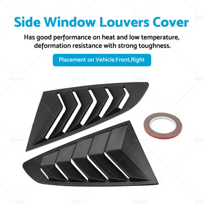 2X Side Window Louvers Sun Shade Cover for Ford Mustang (2015–2022)