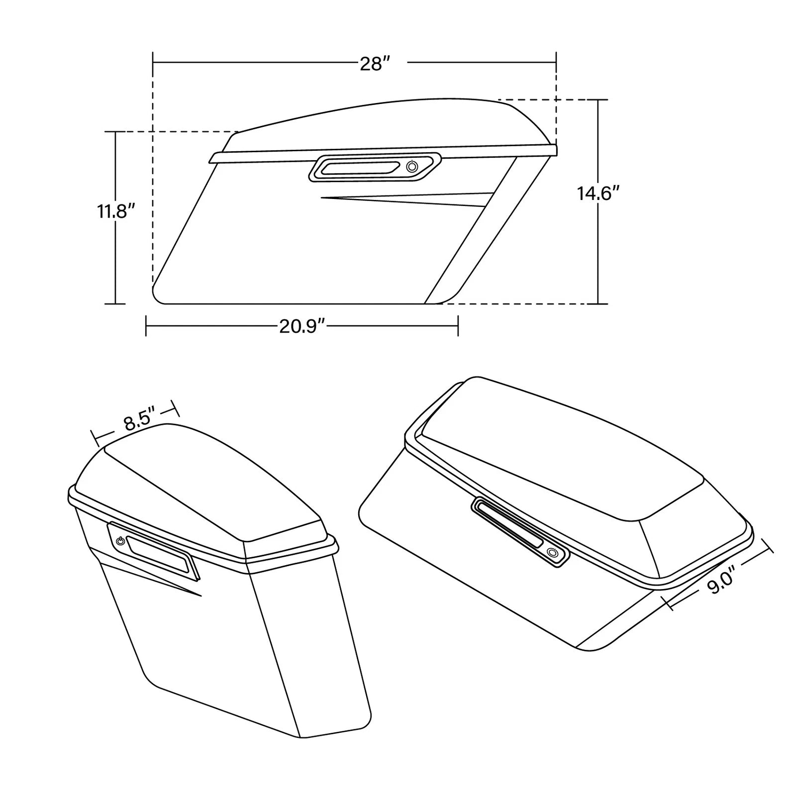 Saddle Bags & Chrome Conversion Brackets for Harley Softail FLST