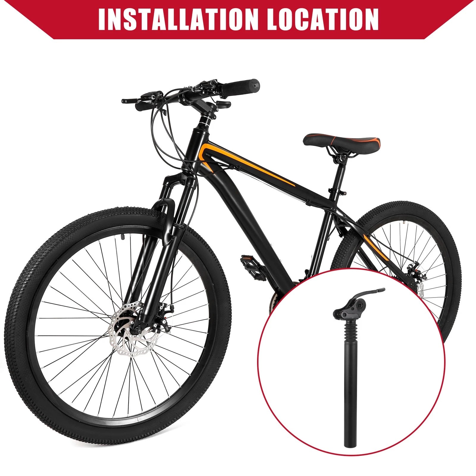 Adjustable Seat Post Aluminum for MTB Bicycle 31.8x350mm Black (1-Piece)