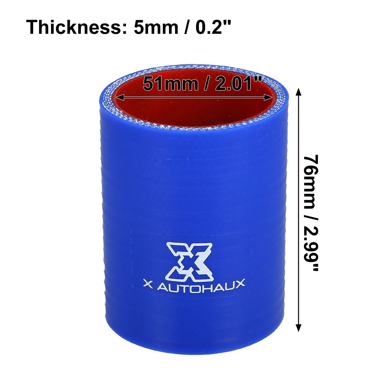 2" ID Straight Silicone Reducer Hose for Car (Intercooler, Blue)