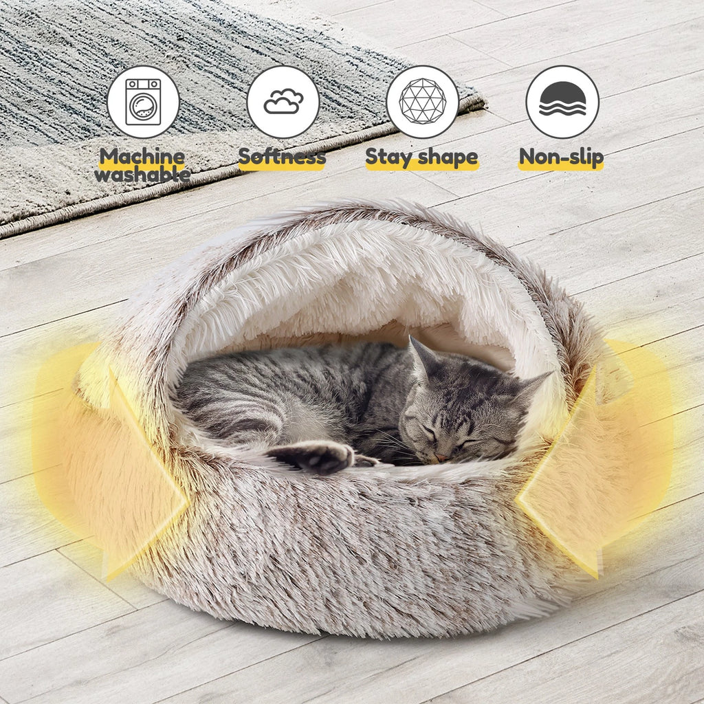 Soft Plush Cat Bed for Cats (Warm Winter Comforter)