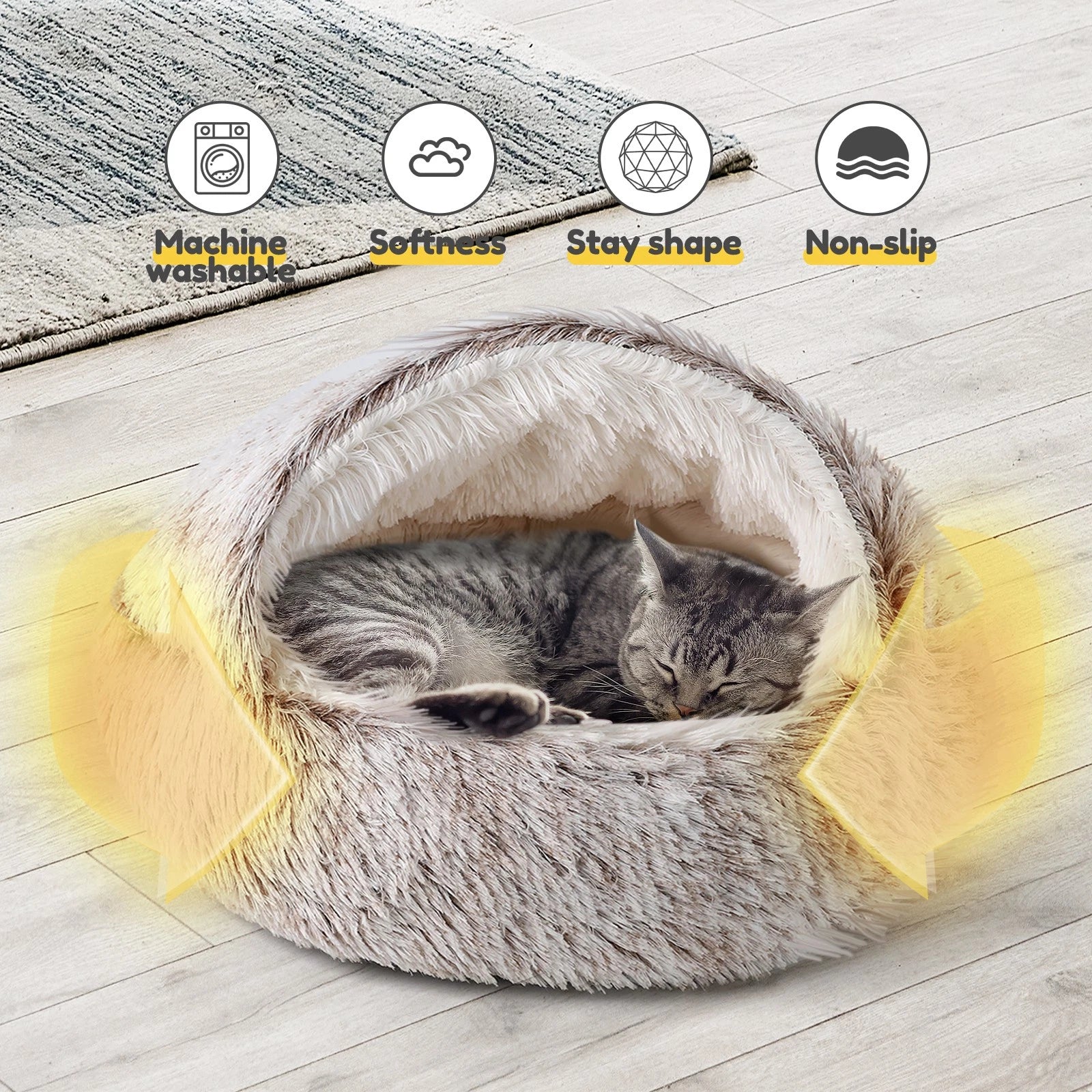 Soft Plush Cat Bed for Cats (Warm Winter Comforter)
