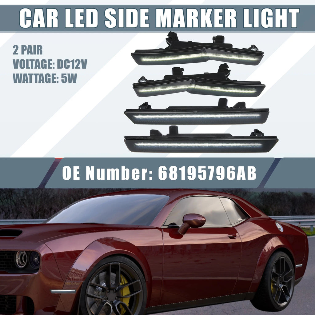 LED Side Marker Lights Smoked Lens Pair for Dodge Challenger (2018–2025)