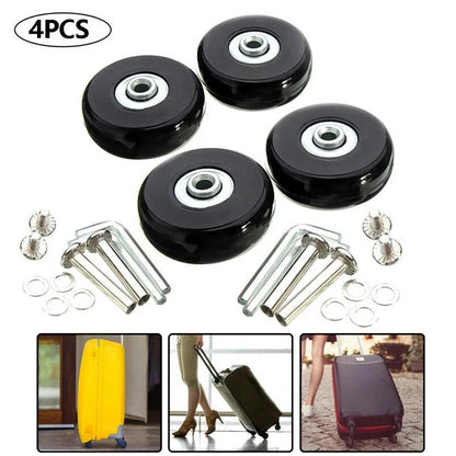 Set of 4 Black Rubber Luggage Wheels for Suitcases