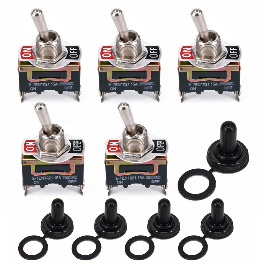5Pcs SPST 2Pin 15A 250V ON/OFF Rocker Toggle Switch for Car Boat