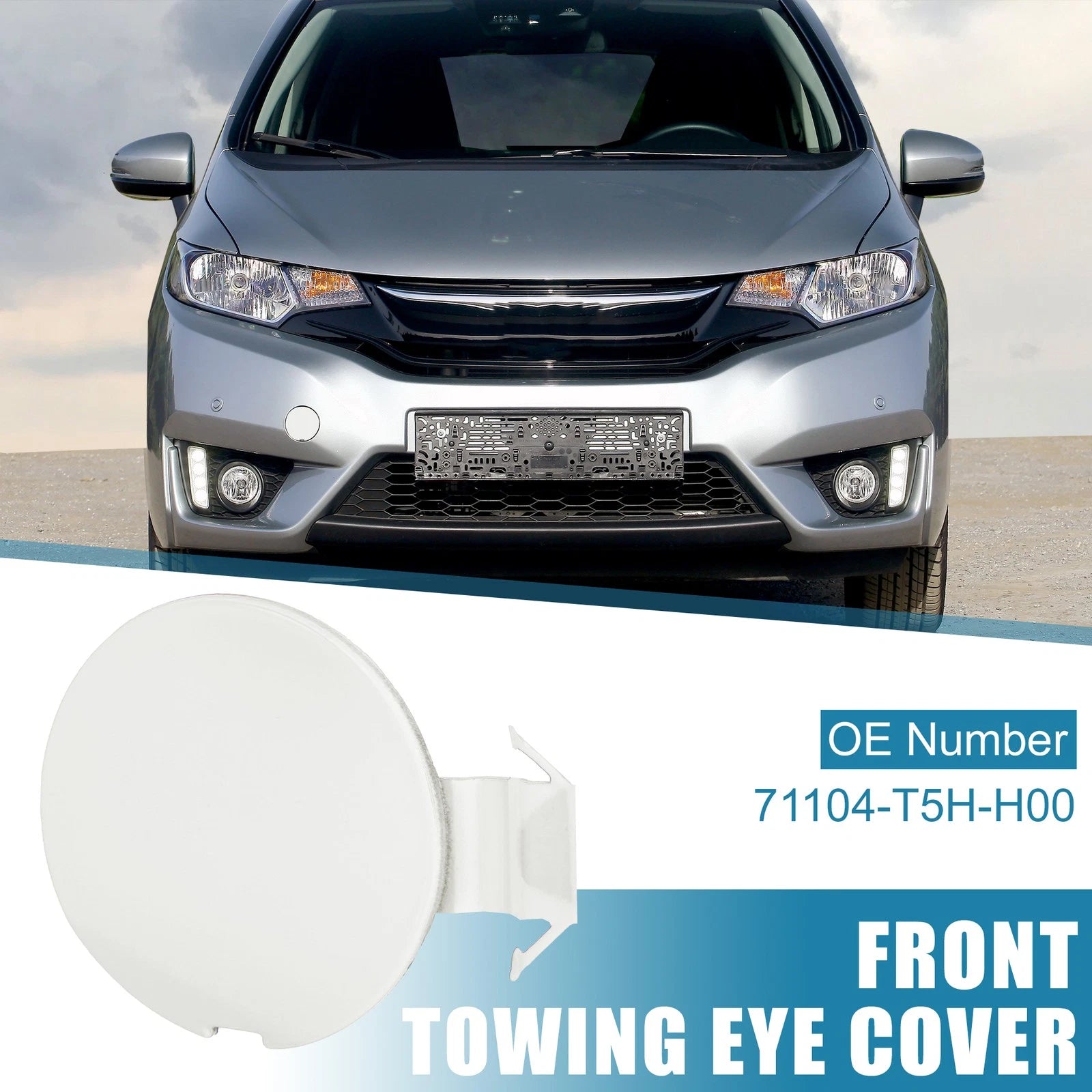 Front Bumper Tow Hook Cover Replacement for Honda Fit Jazz GK5 (2014–2017)