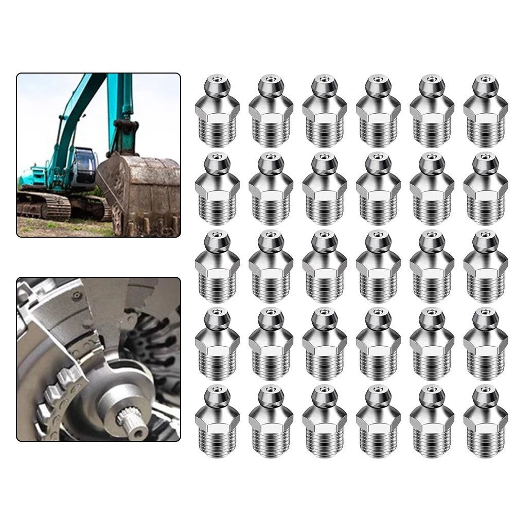 30pcs Zerk Grease Fittings for Construction Tools and Agricultural Machines
