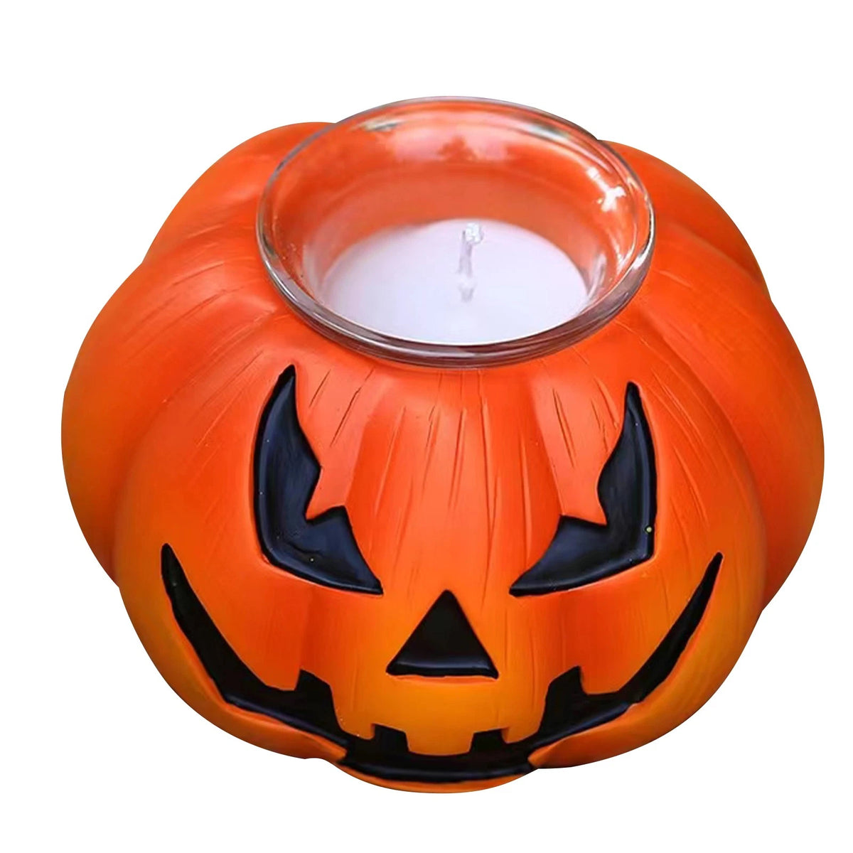 Resin Halloween Pumpkin Candlestick Holder Prop Statue Gifts