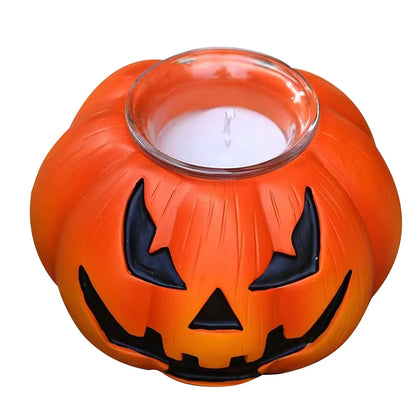 Resin Halloween Pumpkin Candlestick Holder Prop Statue Gifts