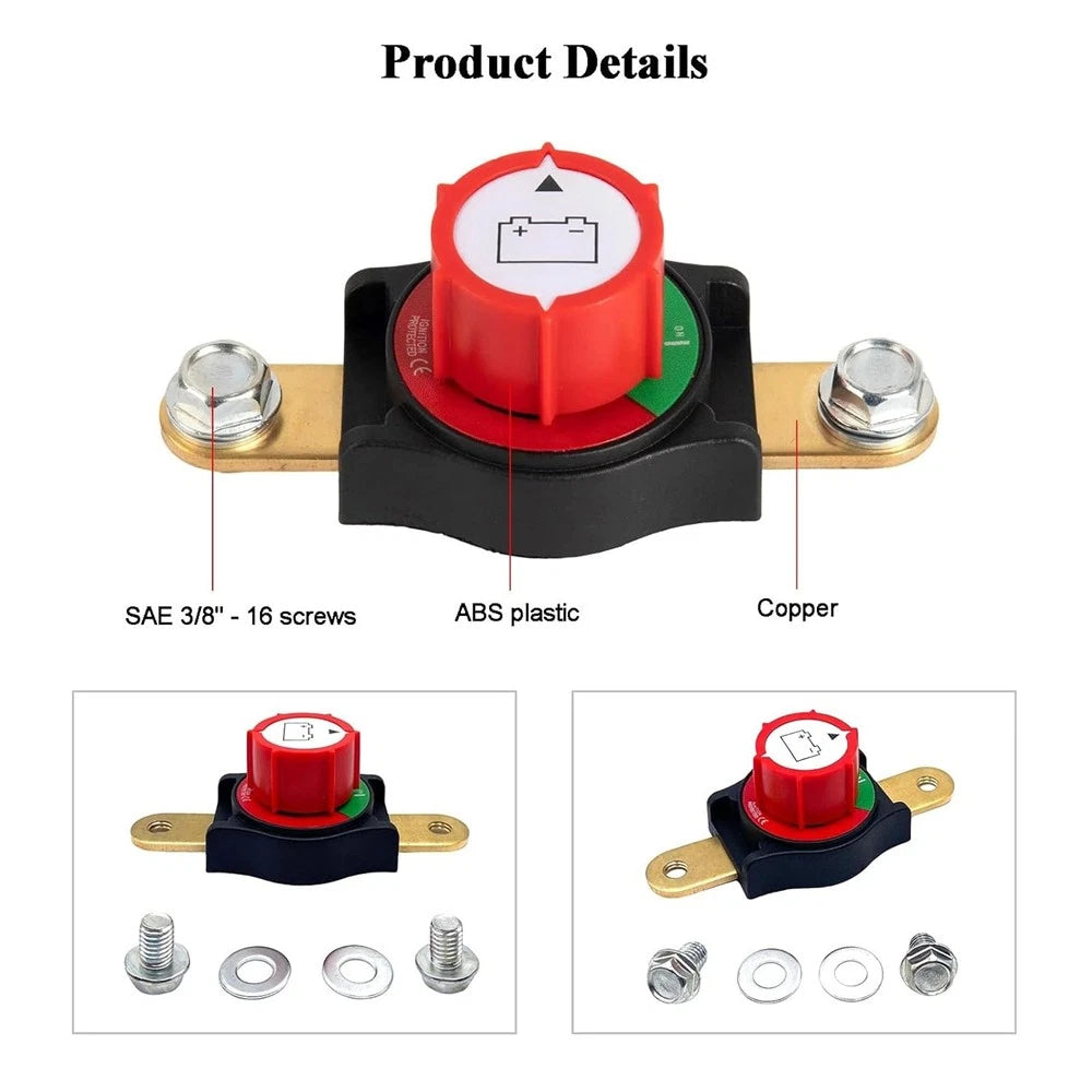 Side Post Battery Disconnect Switch for Car Boat (12-48V)