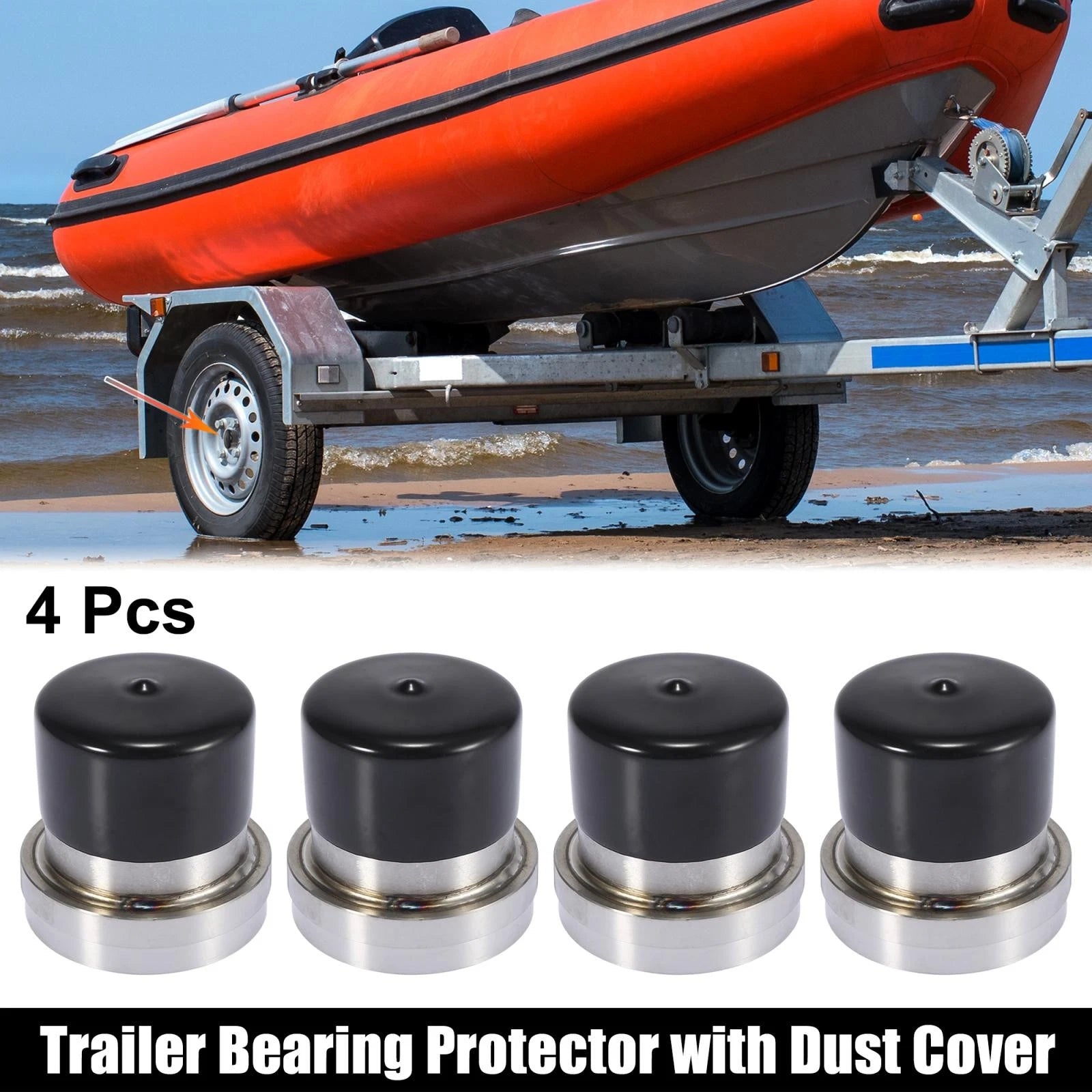 4pcs Trailer Bearing Set with Grease Dust Cap for Boat Trailer (2.441") (—)