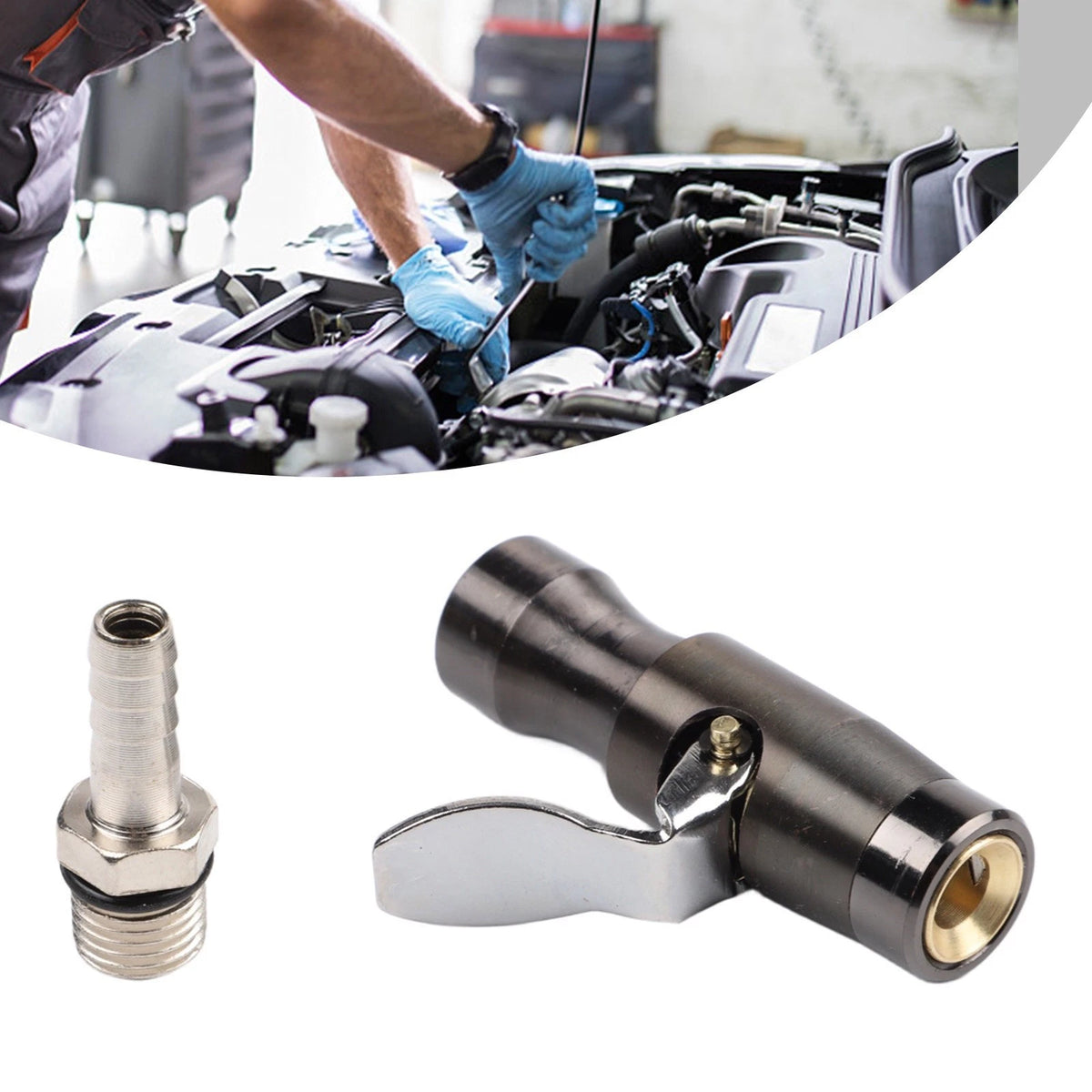 Double Jaw Lock Inflation Nozzle for Tire Pressure Gauge and Air Compressor
