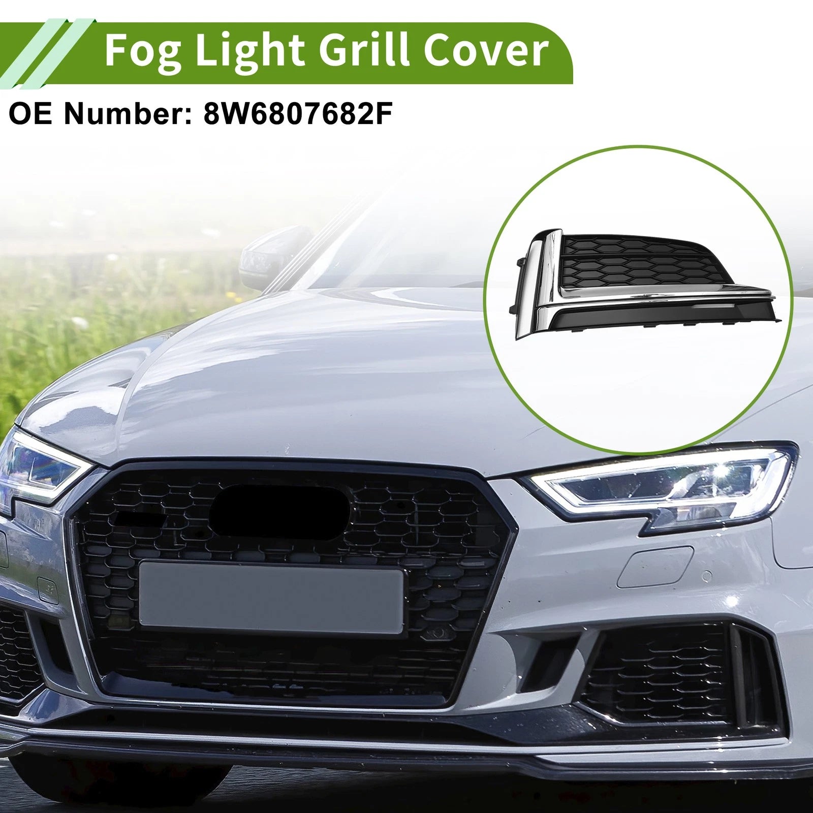 Right Front Fog Light Grill Replacement for Audi A5 S5 (2017–2020)