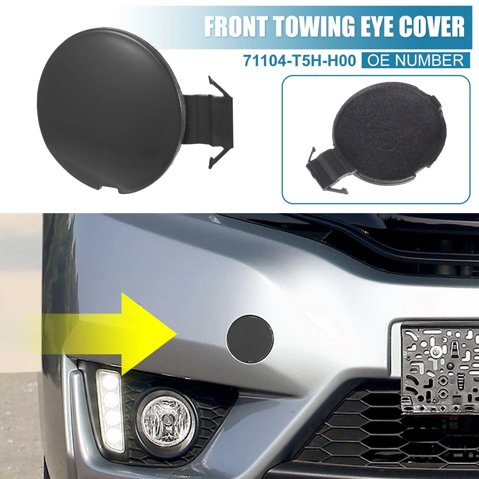 Front Bumper Tow Hook Cover Replacement for Honda Fit Jazz (2014–2017)