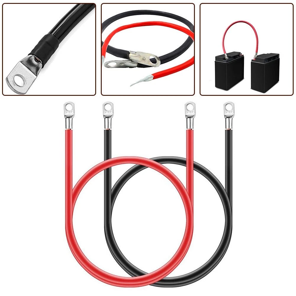 2AWG Battery Connection Cable with Metal Ring Terminals for