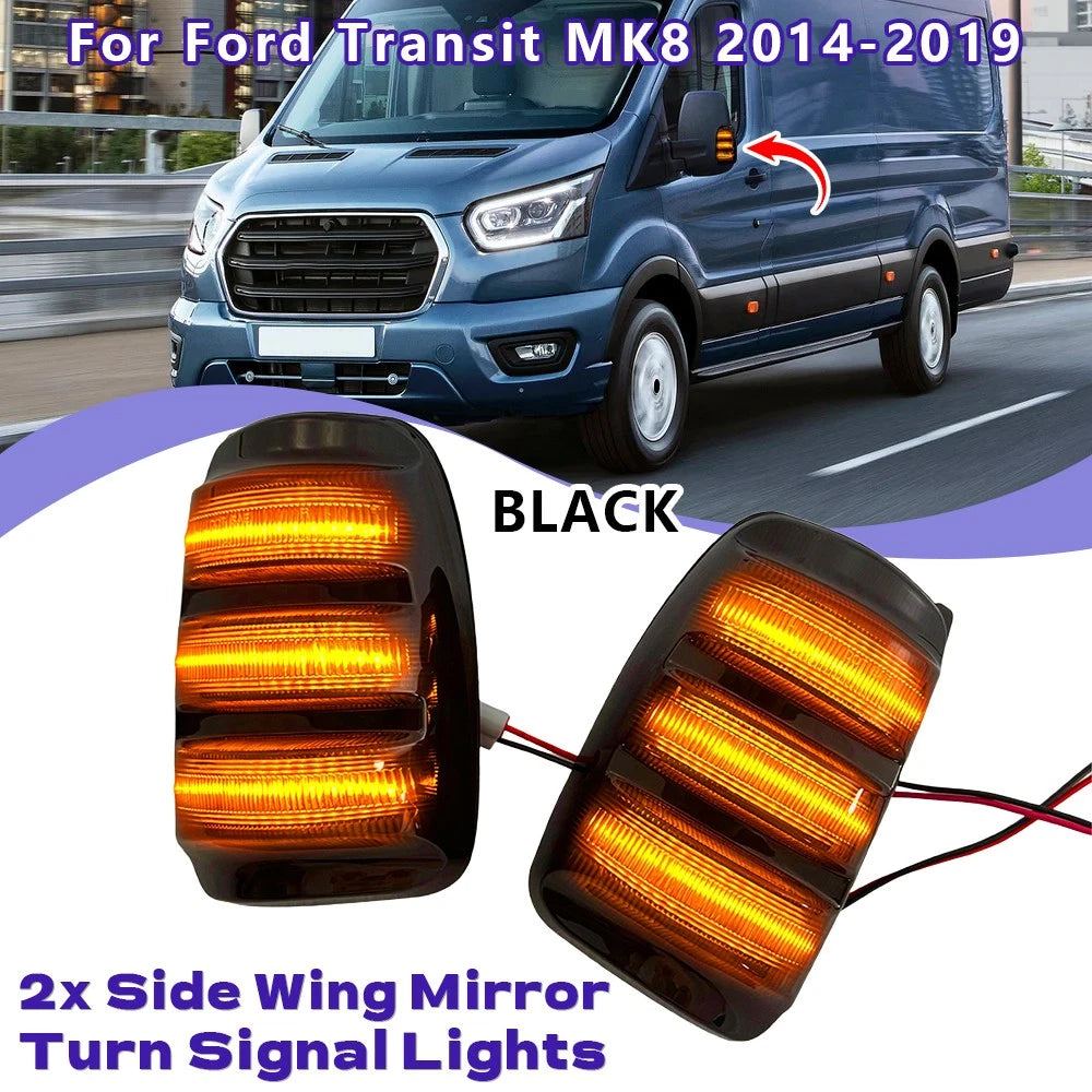 Smoke Side Mirror Turn Signal Light Pair for Ford Transit 150 250 350HD (2015–2023)