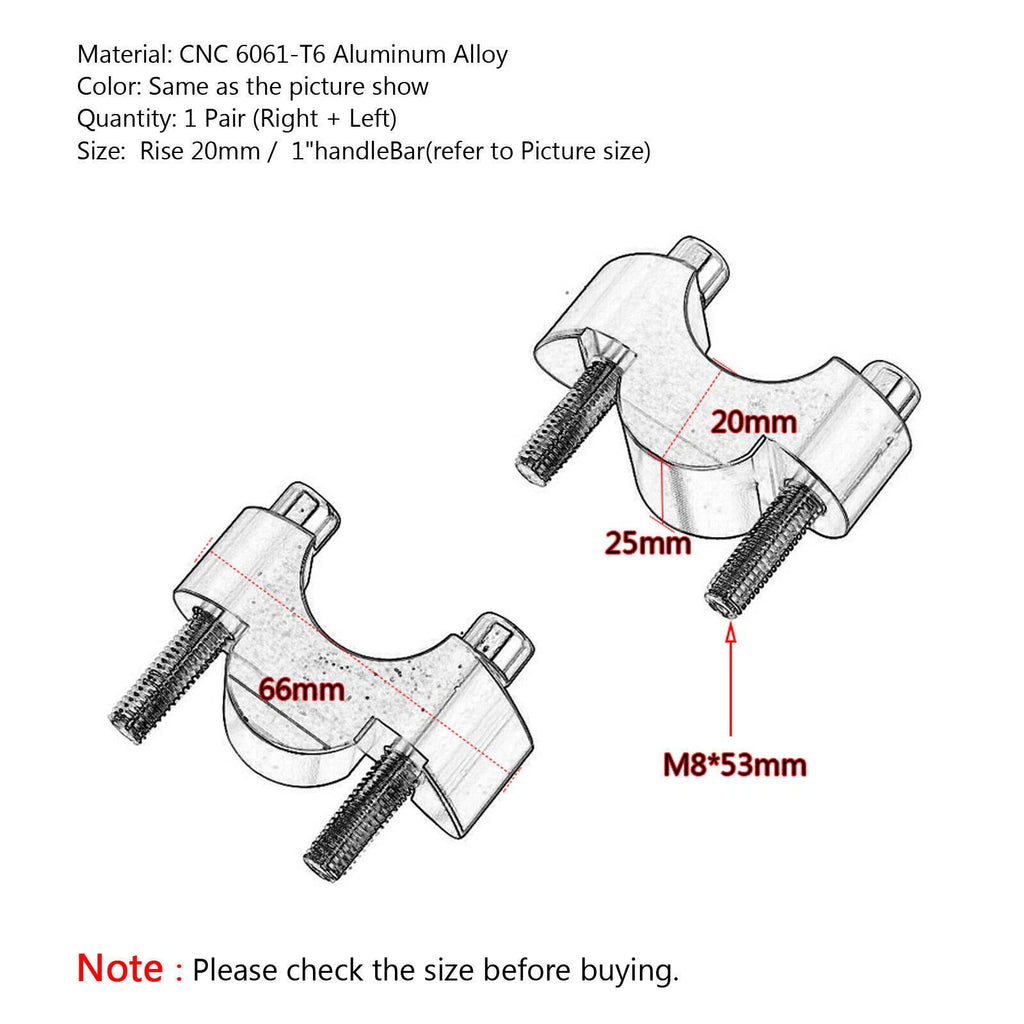 CNC Handle Bar Risers 20mm for Suzuki GSX-S 1000 / F / S Katana (2015–2018)