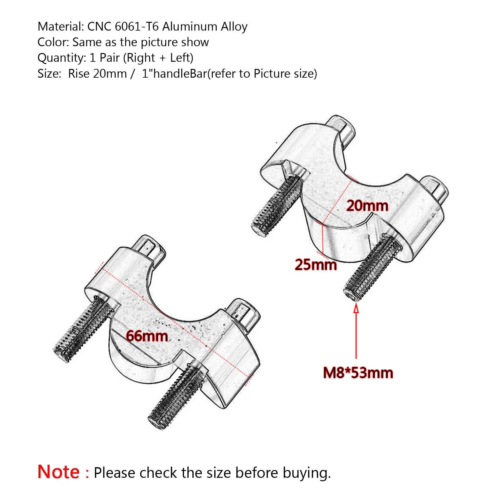 CNC Handle Bar Risers 20mm for Suzuki GSX-S 1000 / F / S Katana (2015–2018)