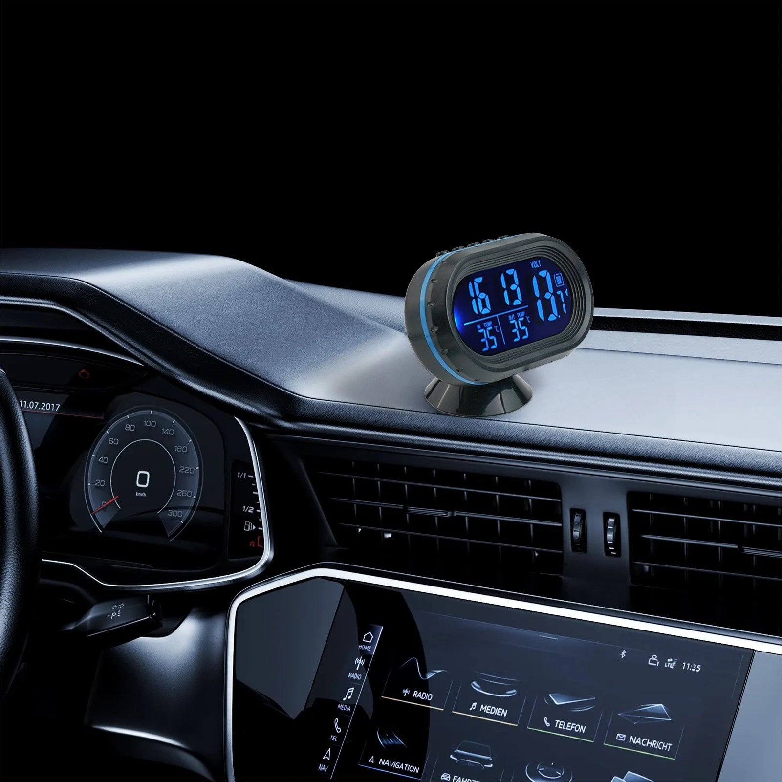 Digital Thermometer and Voltmeter for Vehicle Use