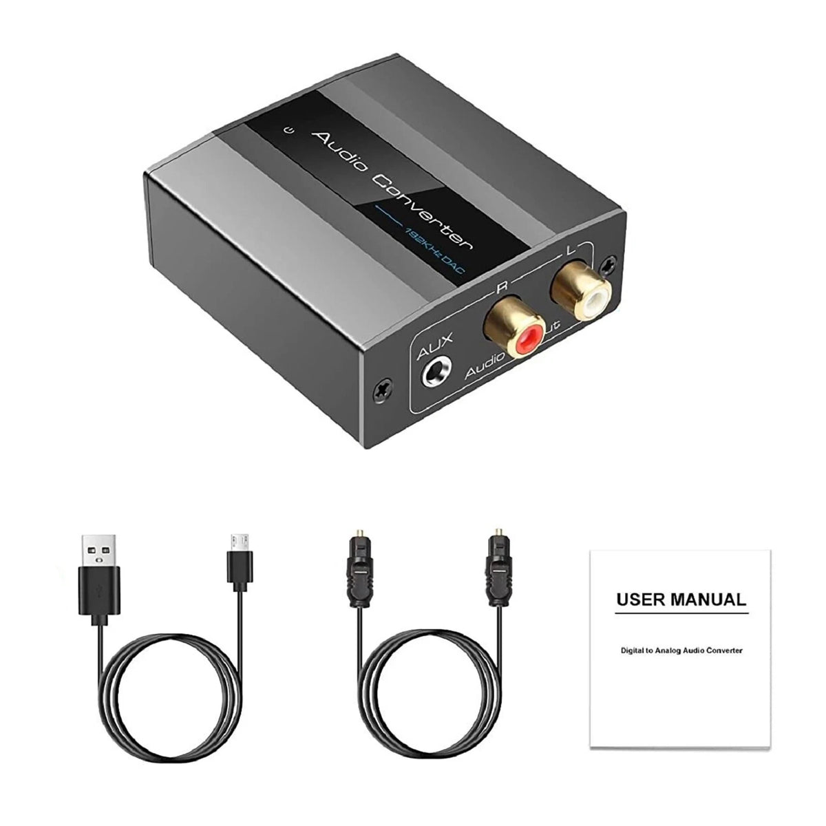 PCM Digital Audio to Analog Audio Converter 192KHz DAC Adapter