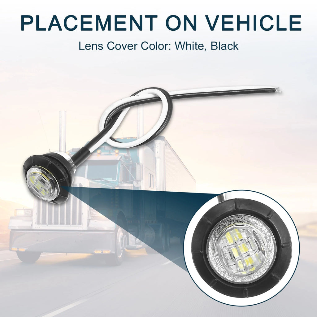 LED Trailer Lights 12V Waterproof Marker Lights White 8 Pack for Universal