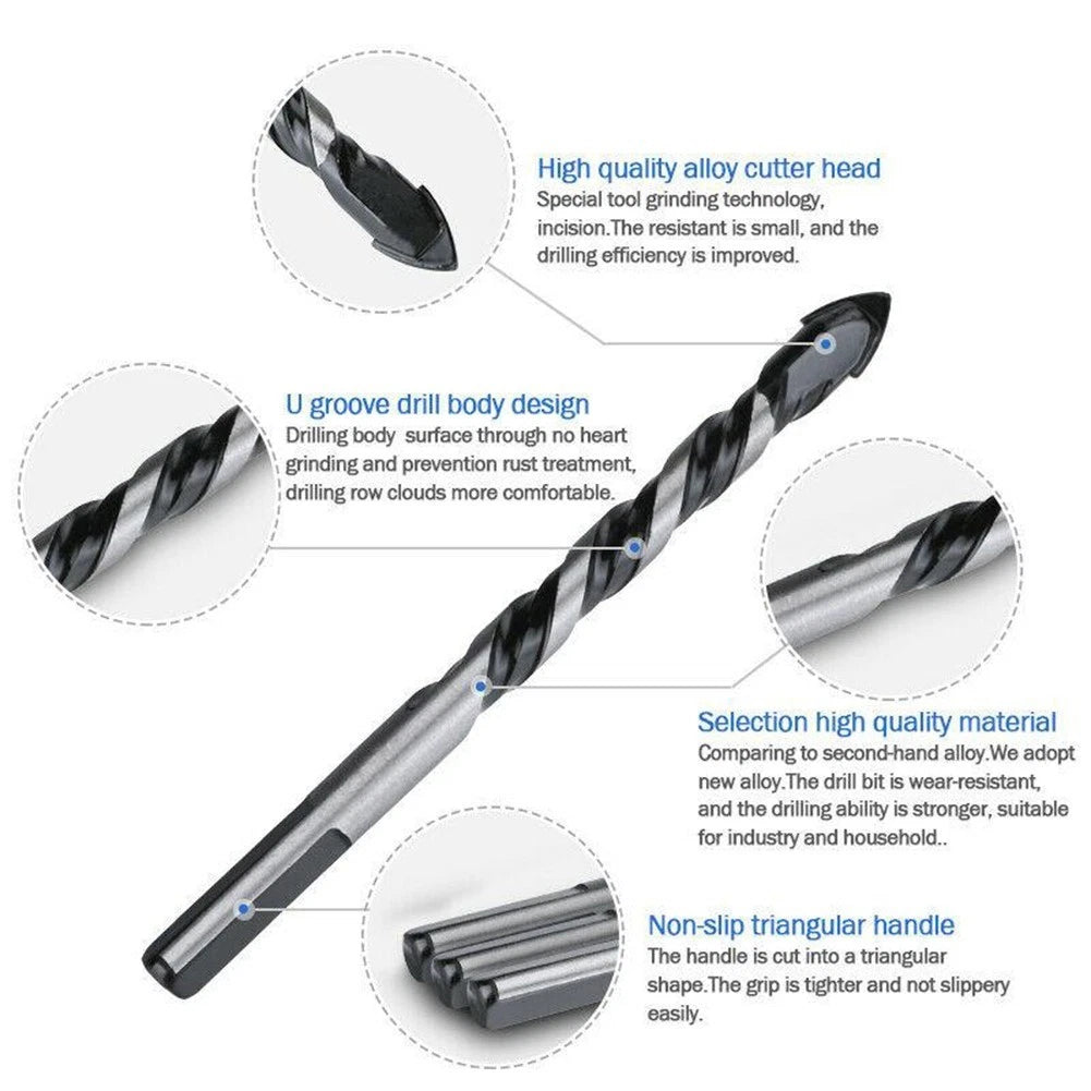 10x Drill Bits for Porcelain Tile, Concrete, Brick