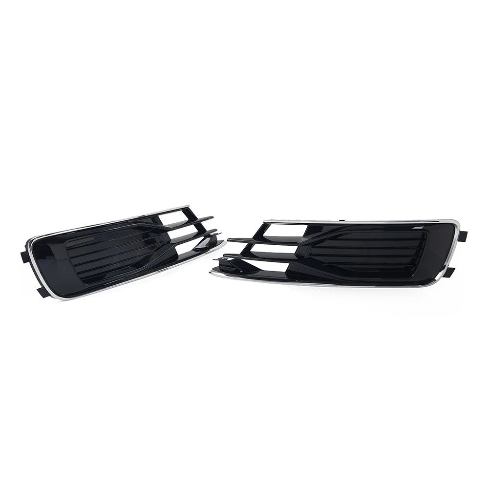 Set of 2 Front Lower Bumper Grille Covers for Audi A6 C7 (2014–2018) Chrome Trim