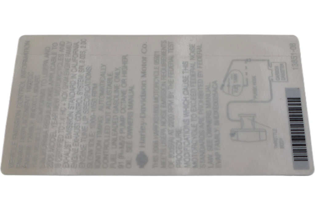 OEM Emissions Label for Harley-Davidson FXSTSSE2 (2008) 13851-08