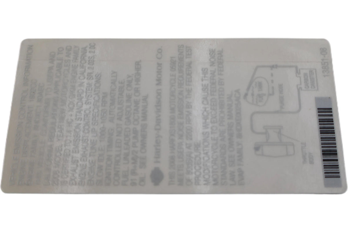 OEM Emissions Label for Harley-Davidson FXSTSSE2 (2008) 13851-08