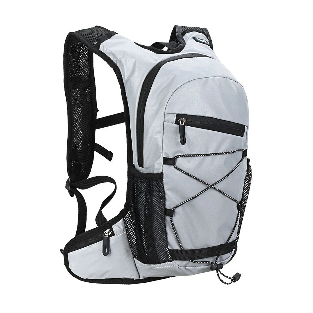 Reflective Backpack with Double Sided Net Pockets for Secure Wet Storage