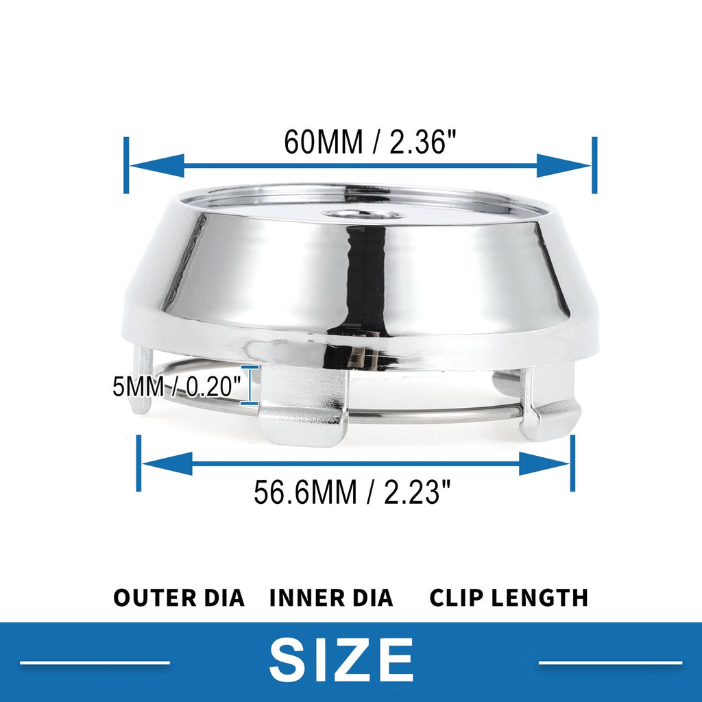 60mm Wheel Center Hub Cap for Universal Fit (Durable Silver Tone)