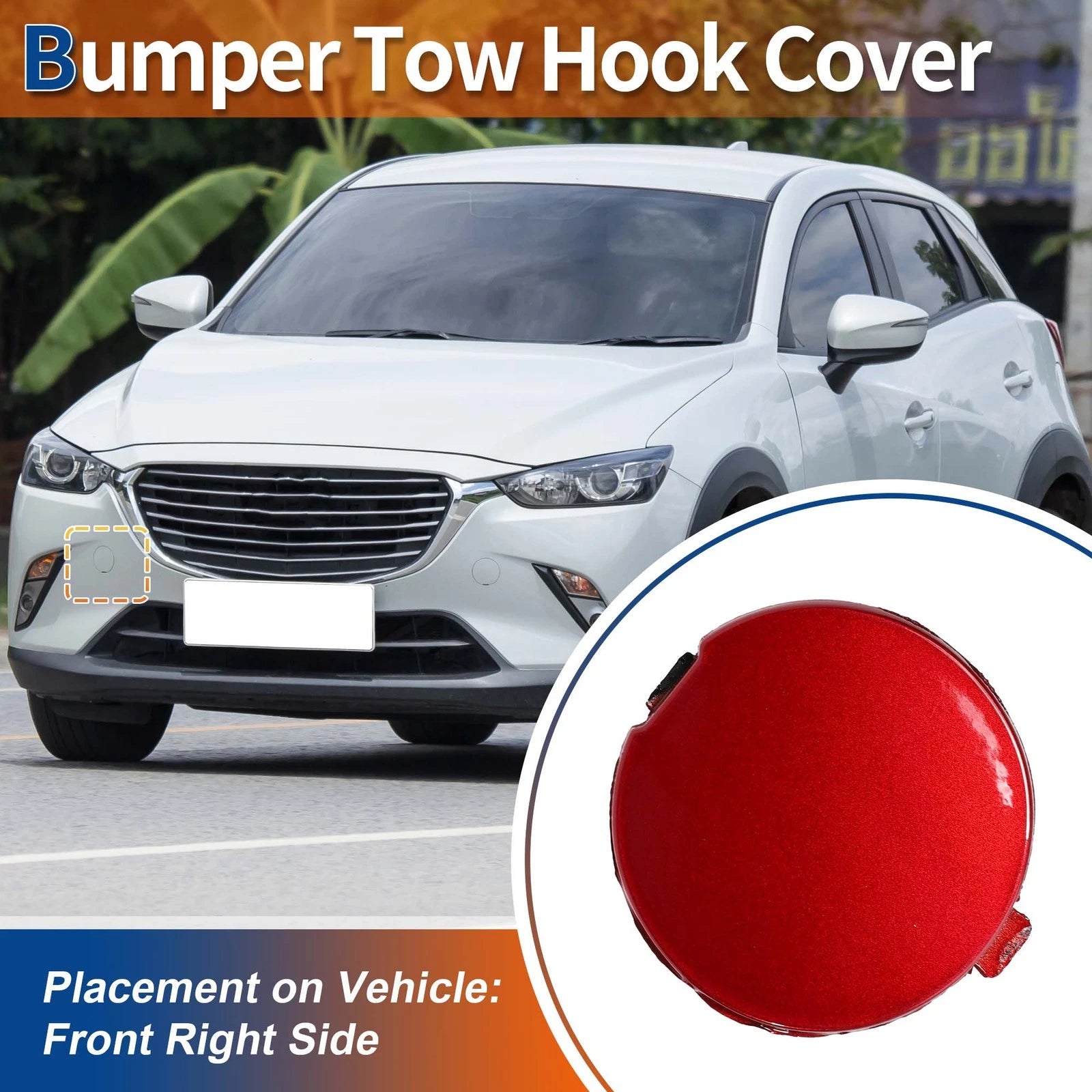 Front Tow Hook Cover for Mazda CX-3 KODO Red (2016–2022)