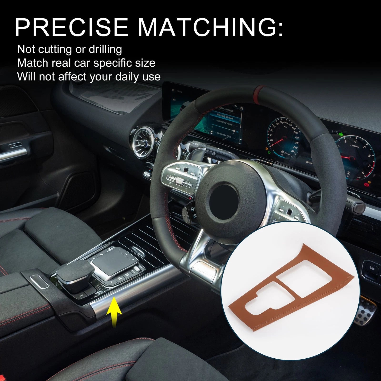 Center Console Panel Sticker Replacement for Mercedes-Benz GLA 2020-2021 Brown
