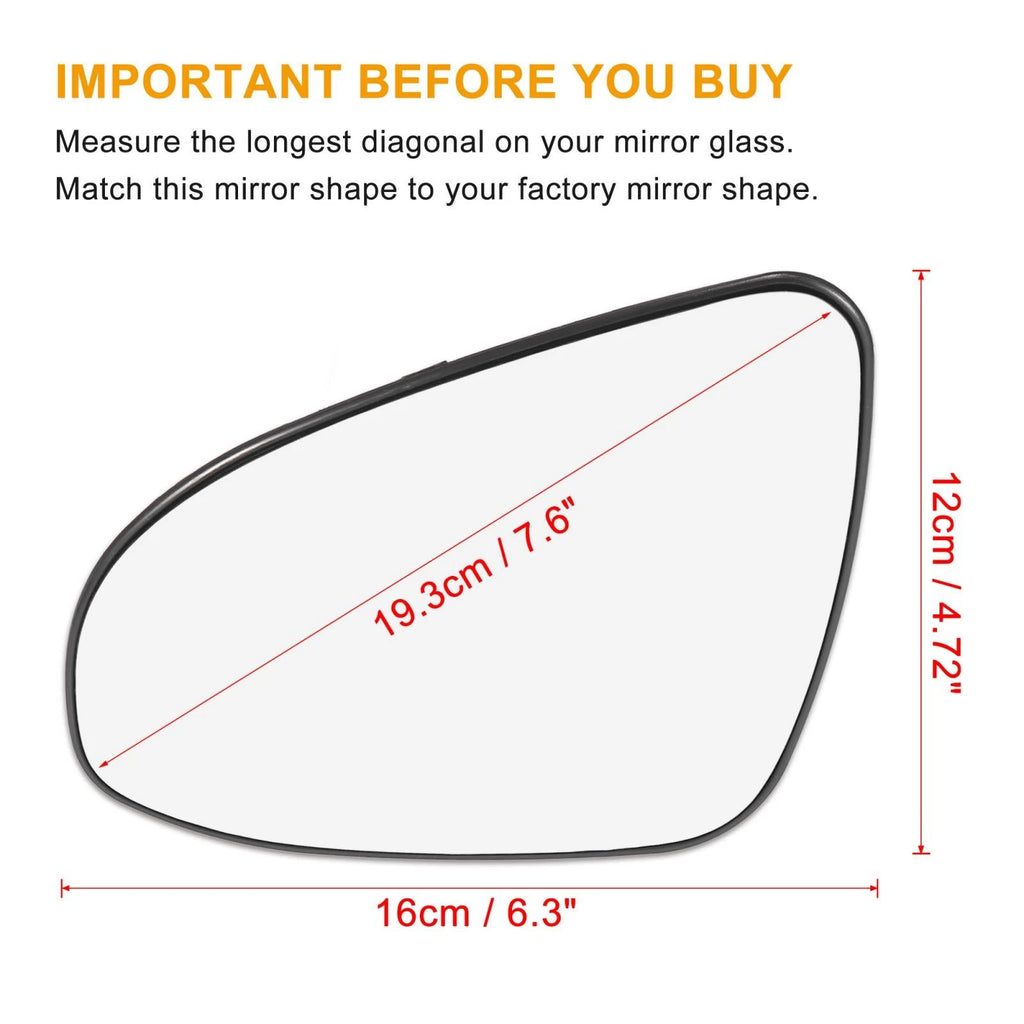 Left Side Heated Mirror Glass with Backing Plate Replacement for Toyota C-HR (2018–2023)