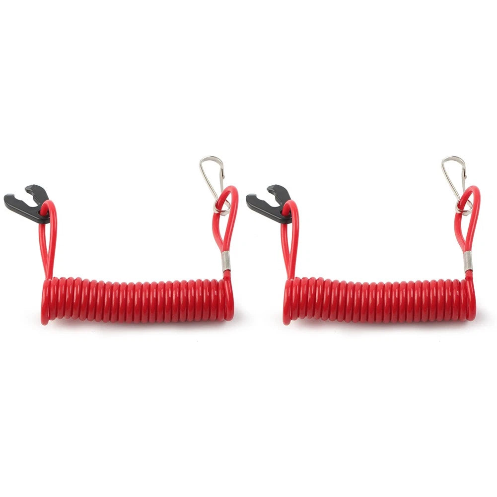 2xRed Outboard Kill Switch Tether Emergency Stop Lanyard For Yamaha For Evinrude