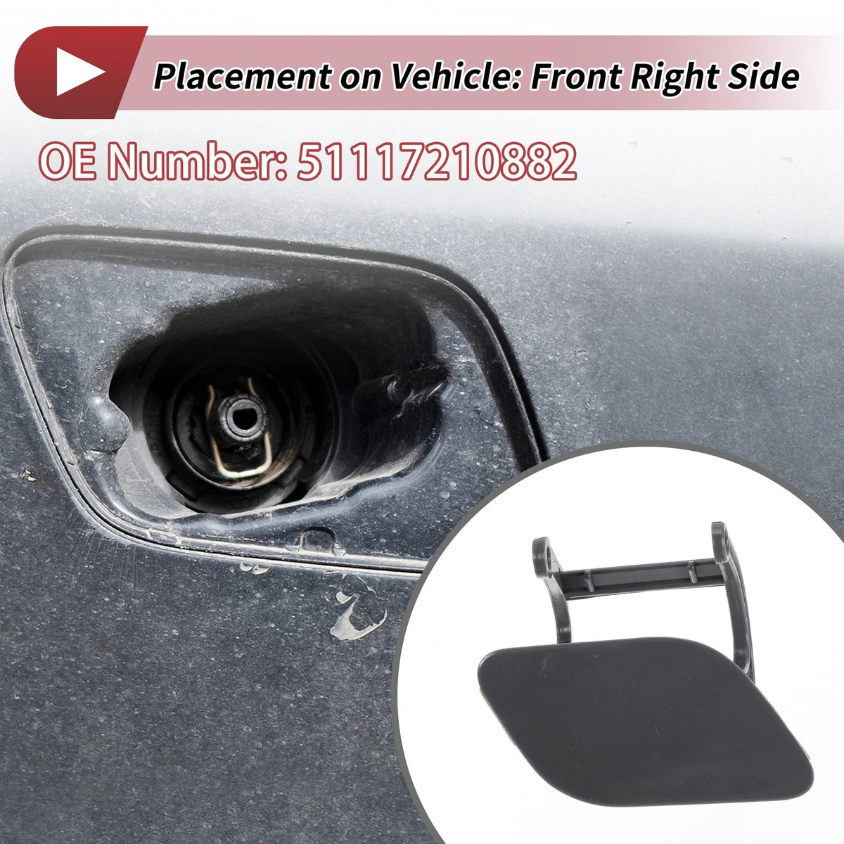 Washer Nozzle Cover Cap Front Right for BMW 740i (2011–2015) Unpainted