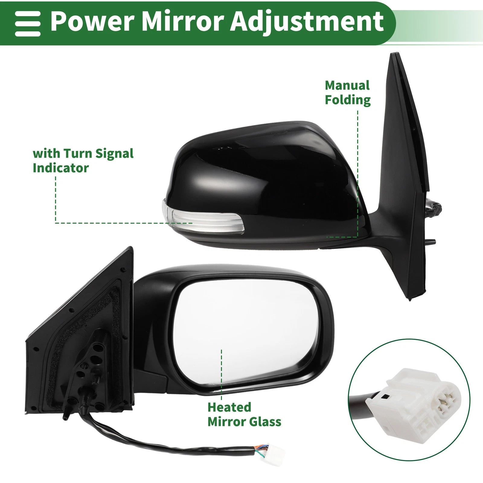 Right Side Door Mirror Replacement for Toyota RAV4 2009–2012 Manual Folding