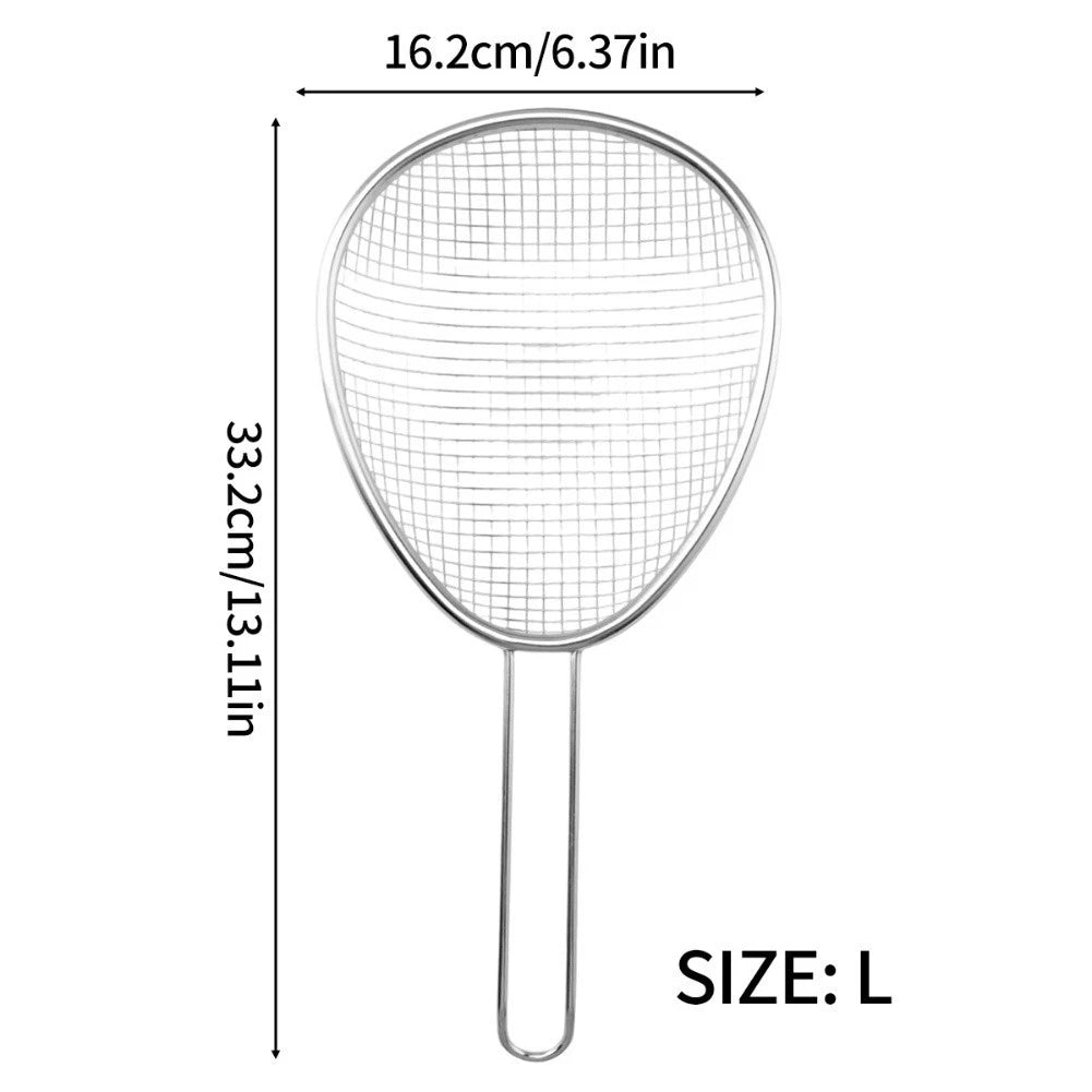 Long Handle Stainless Steel Oil Grid Scoop for Frying and Water Straining