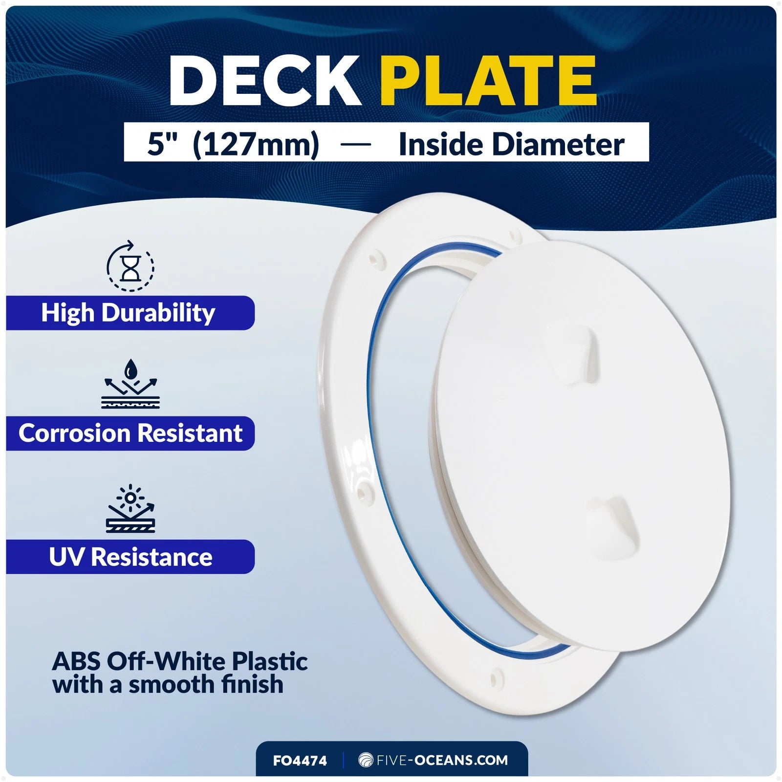 5" Round Inspection Deck Plate Hatch for Marine (Off-White)