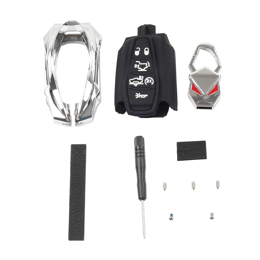6 Button Remote Key Shell Case for Dodge Ram 1500 (2019–2024) Silver