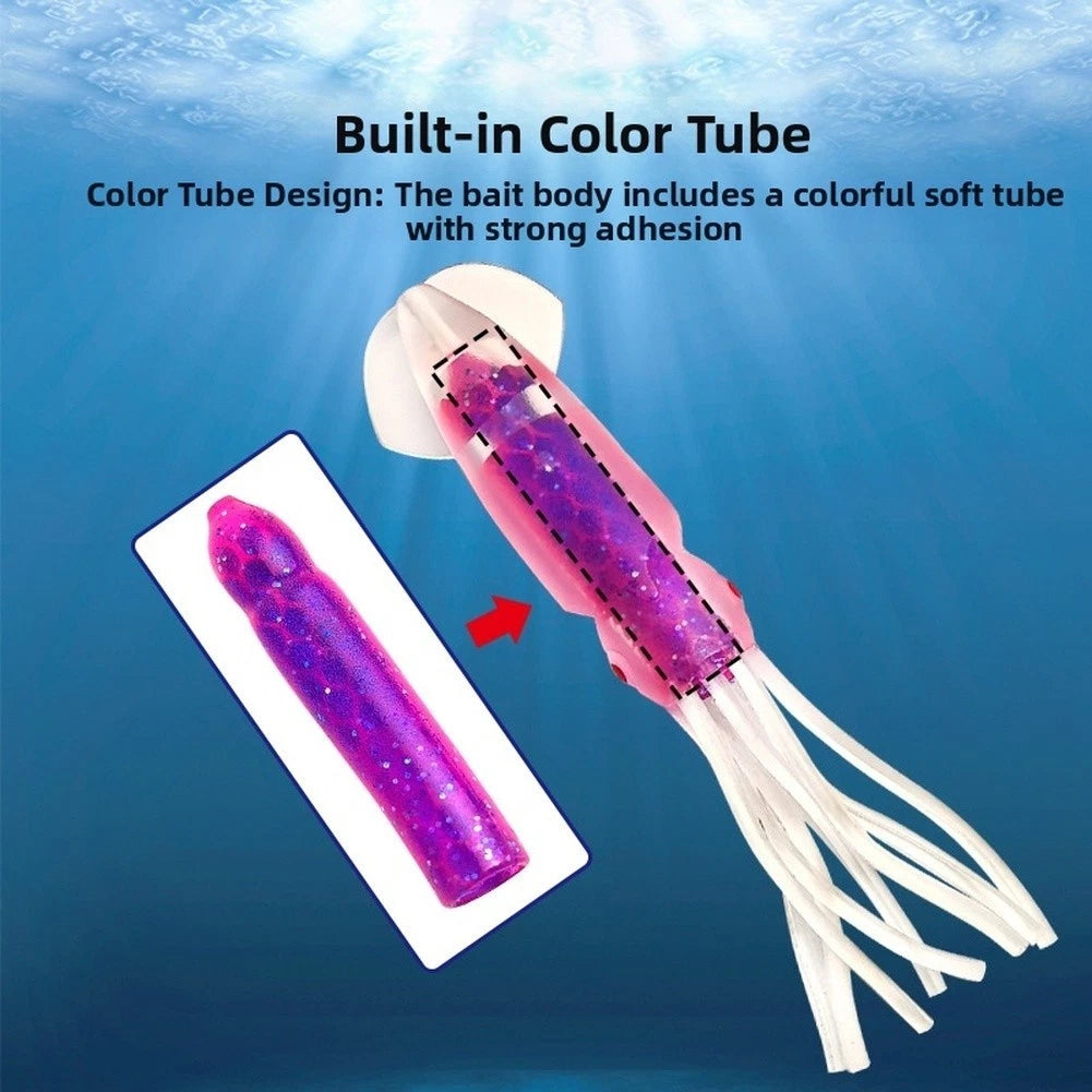 12.5cm Dual Color Soft Squid Lure with 3D Eyes