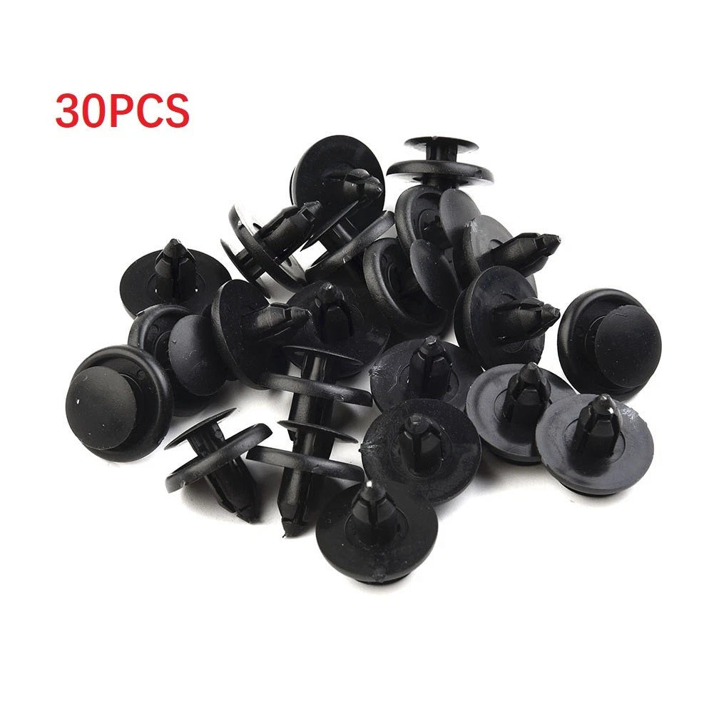 30pcs 7mm Dia Hole Black Plastic Rivets for Universal Applications