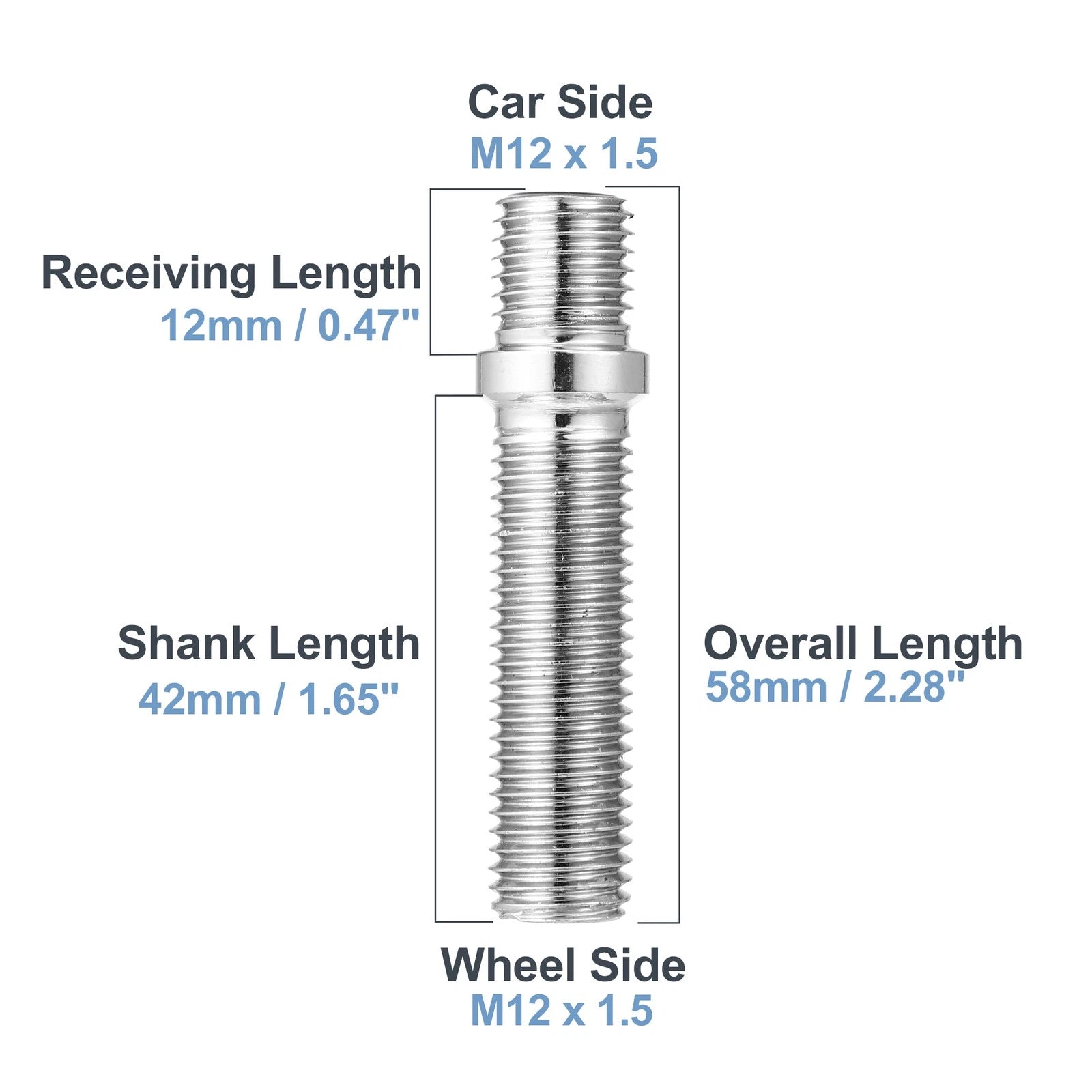 10 Pcs Wheel Studs M12x1.5 58mm Replacement for BMW (2000–2025)