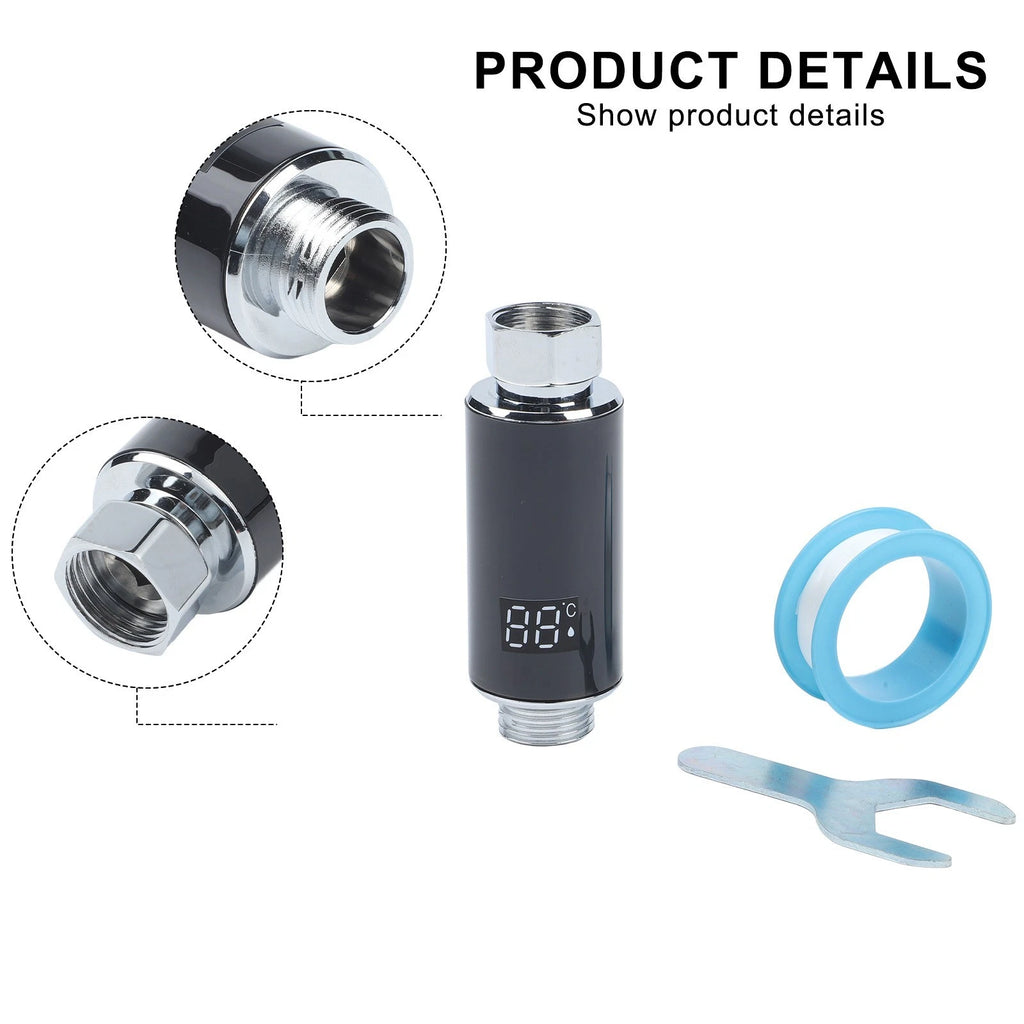 LED Thermostat Shower Head with Real Time Temperature Display