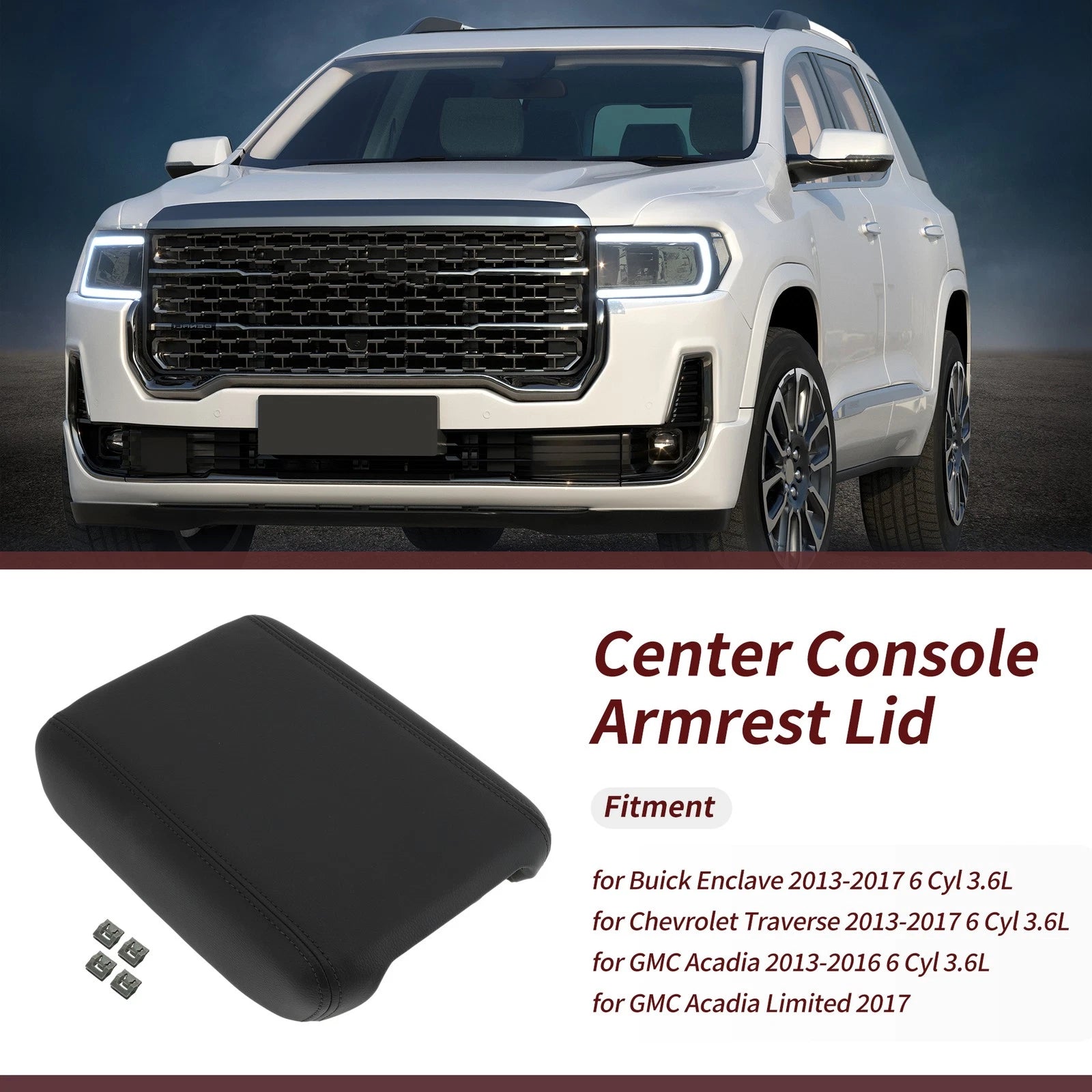 Center Console Armrest Lid Replacement for Chevy Traverse GMC Acadia Black (2018–2021)