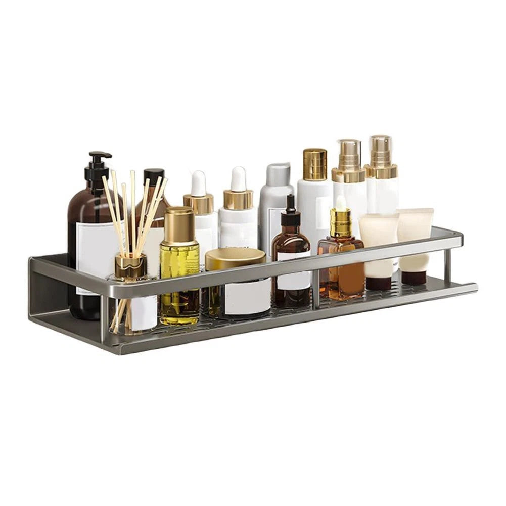 NoDrill Aluminum Bathroom Shelf for Space-Saving Storage