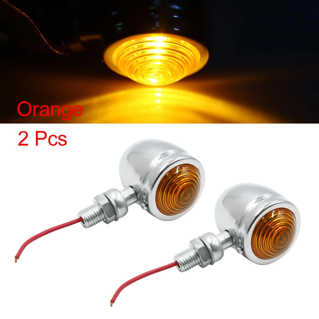 Turn Signal Indicator Blinker Light for Motorcycle (Metal Shell, Orange)